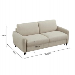 ΚΑΝΑΠΕΣ-ΚΡΕΒΑΤΙ ΜΕ ΑΝΑΔΙΠΛ.ΣΤΡΩΜΑ ETUDINE HM3311.02 ΜΠΕΖ ΥΦΑΣΜΑ 190x98x90Υεκ