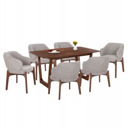 ΣΕΤ ΤΡΑΠΕΖΑΡΙΑΣ 7ΤΜΧ ABAI HM21338.02 ΤΡΑΠΕΖΙ ΑΠΟ MDF--ΚΑΡΕΚΛΕΣ ΜΕ ΜΠΟΥΚΛΕ ΥΦΑΣΜΑ