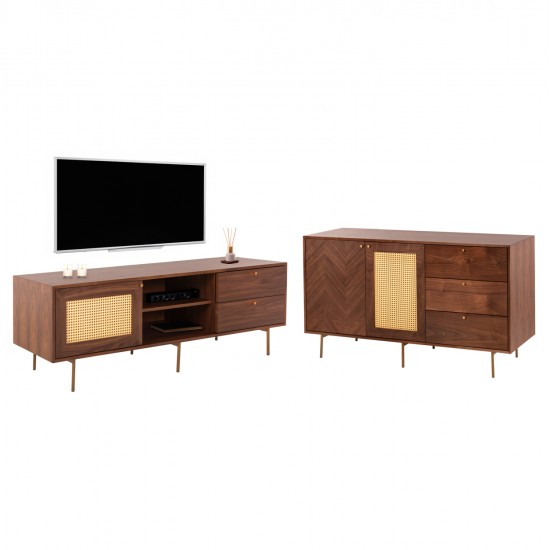ΣΕΤ ΜΠΟΥΦΕΣ & ΕΠΙΠΛΟ ΤΗΛΕΟΡΑΣΗΣ MEEN HM21343 MDF ΜΕ ΚΑΠΛΑΜΑ ΚΑΡΥΔΙΑΣ