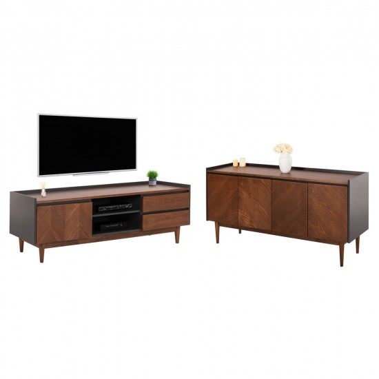 ΣΕΤ ΜΠΟΥΦΕΣ & ΕΠΙΠΛΟ ΤΗΛΕΟΡΑΣΗΣ ΒEEN HM21344 MDF ΜΕ ΚΑΠΛΑΜΑ ΚΑΡΥΔΙΑΣ