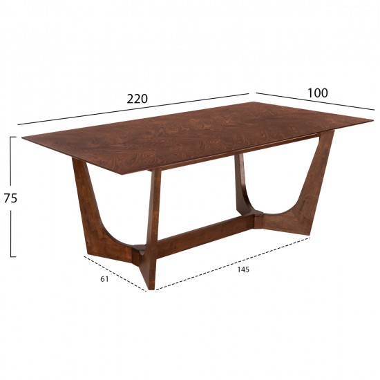 ΣΕΤ ΤΡΑΠΕΖΑΡΙΑΣ 7ΤΜΧ RIMER HM21339 ΤΡΑΠΕΖΙ ΑΠΟ MDF--ΚΑΡΕΚΛΕΣ ΑΠΟ RUBBERWOOD & ΥΦΑΣΜΑ
