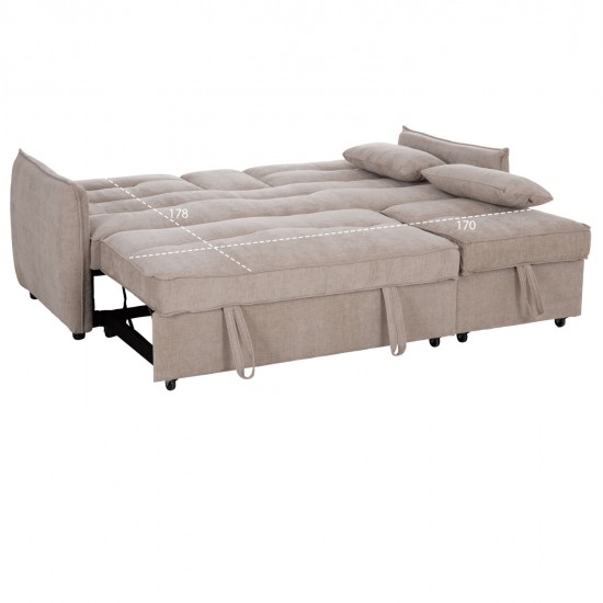 ΚΑΝΑΠΕΣ ΚΡΕΒΑΤΙ (ΓΩΝΙΑ) ΠΟΛΥΜΟΡΦΙΚΟΣ 3-ΘΕΣΙΟΣ VELAR HM3305.03 ΜΠΕΖ ΥΦΑΣΜΑ 207x90x80Υεκ.