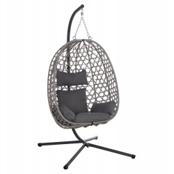 ΚΡΕΜΑΣΤΗ ΦΩΛΙΑ NESTA HM6468.01 ΓΚΡΙ ΜΕΤΑΛΛΟ & P.E.RATTAN 100x100x190Υεκ.