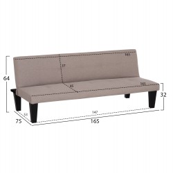 ΚΑΝΑΠΕΣ ΚΡΕΒΑΤΙ 3-ΘΕΣΙΟΣ KORO HM3304.04 ΜΠΕΖ PU ΔΕΡΜΑ 165x75x64Υεκ