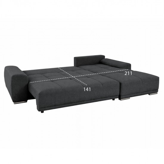 ΚΑΝΑΠΕΣ ΚΡΕΒΑΤΙ ΔΕΞΙΑ ΓΩΝΙΑ COMFYRA HM3336.01R ΓΚΡΙ ΥΦΑΣΜΑ 270x181x75Υεκ