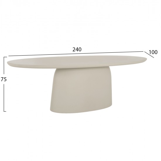 ΤΡΑΠΕΖΙ ΤΡΑΠΕΖΑΡΙΑΣ ΟΒΑΛ BRECCAN HM6577.02 ΜΠΕΖ FIBER CEMENT 240x100x75Υεκ.