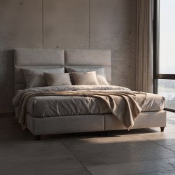 ΚΡΕΒΑΤΙ ΥΠΕΡΔΙΠΛΟ MILO ΑΠΟ ΜΠΕΖ ΥΦΑΣΜΑ HM628.32 ΓΙΑ ΣΤΡΩΜΑ 180x200 εκ.