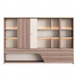 ΒΙΒΛΙΟΘΗΚΗ ΣΕΙΡΑ SUPERON HM2141 ΜΕΛΑΜΙΝΗ ΜΠΕΖ & ΦΥΣΙΚΟ--LED ΦΩΤΙΣΜΟΣ 300x40x200Υεκ