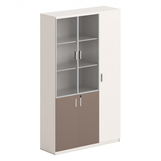 ΒΙΒΛΙΟΘΗΚΗ/ΝΤΟΥΛΑΠΙ NEWLINE HM18280 ΜΕΛΑΜΙΝΗ ΕΚΡΟΥ-ΑΝΟΙΧΤΟ ΚΑΦΕ--ΓΥΑΛΙ 120x40x200Υεκ