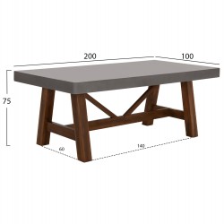 ΤΡΑΠΕΖΙ ΤΡΑΠΕΖΑΡΙΑΣ MAEVE HM6575.01 ΓΚΡΙ FIBER CEMENT--ΞΥΛΟ ΑΚΑΚΙΑΣ 200x100x75Υεκ