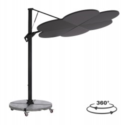 ΟΜΠΡΕΛΑ ΜΕ ΒΑΣΗ ΣΕΙΡΑ CANNOPY (flower) HM21286.01 ΑΛΟΥΜΙΝΙΟ-ΓΡΑΝΙΤΗΣ-ΜΟΛΥΒΙ ΧΡΩΜΑ 2,38x2,2μ