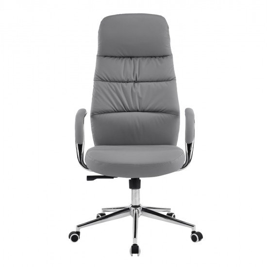 ΚΑΡΕΚΛΑ ΓΡΑΦΕΙΟΥ TEETER HM18355.10 ΓΚΡΙ PU ΔΕΡΜΑ--ΒΑΣΗ ΧΡΩΜΙΟΥ 67x66x121Υεκ