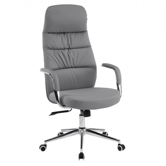 ΚΑΡΕΚΛΑ ΓΡΑΦΕΙΟΥ TEETER HM18355.10 ΓΚΡΙ PU ΔΕΡΜΑ--ΒΑΣΗ ΧΡΩΜΙΟΥ 67x66x121Υεκ