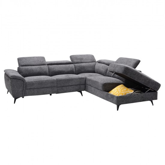 ΚΑΝΑΠΕΣ ΔΕΞΙΑ ΓΩΝΙΑ-ΑΝΑΚΛΙΣΗ & ΑΠΟΘ.ΧΩΡΟΣ-RESTRO HM3339.01R ΓΚΡΙ ΥΦΑΣΜΑ 290x220x80Υεκ