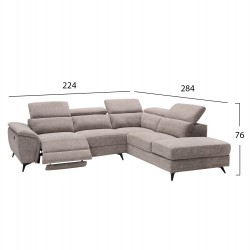 ΚΑΝΑΠΕΣ ΔΕΞΙΑ ΓΩΝΙΑ-ΑΝΑΚΛΙΣΗ & ΑΠΟΘ.ΧΩΡΟΣ-RESTRO HM3339.02R ΜΠΕΖ ΥΦΑΣΜΑ 284x224x76Υ