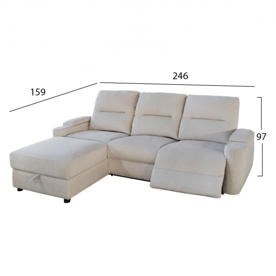 ΚΑΝΑΠΕΣ ΑΡΙΣΤΕΡΗ ΓΩΝΙΑ SYNTHIA HM3308.01L ΑΝΑΚΛΙΣΗ & ΑΠΟΘ.ΧΩΡΟΣ--ΜΠΕΖ 245x170x98Υεκ