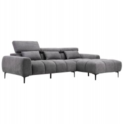 ΚΑΝΑΠΕΣ ΔΕΞΙΑ ΓΩΝΙΑ DIVYA HM3267.12R ΓΚΡΙ ΥΦΑΣΜΑ 264x175x99Υεκ.