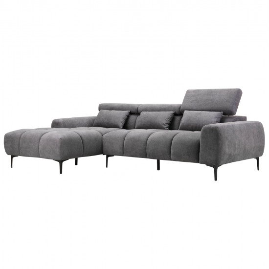 ΚΑΝΑΠΕΣ ΑΡΙΣΤΕΡΗ ΓΩΝΙΑ DIVYA HM3267.12L ΓΚΡΙ ΥΦΑΣΜΑ 264x175x99Υεκ.