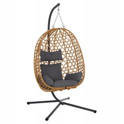 ΚΡΕΜΑΣΤΗ ΦΩΛΙΑ NESTA HM6468.05 ΜΑΥΡΟ ΜΕΤΑΛΛΟ--ΚΑΦΕ P.E.RATTAN 100x100x190Υεκ.