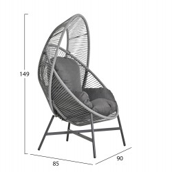 ΠΟΛΥΘΡΟΝΑ-ΦΩΛΙΑ RULER HM6506.01 ΓΚΡΙ ΜΕΤΑΛΛΟ-P.E.RATTAN-ΜΑΞΙΛΑΡΙΑ 90x85x149Υεκ