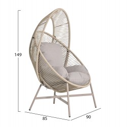 ΠΟΛΥΘΡΟΝΑ-ΦΩΛΙΑ RULER HM6506.02 ΜΟΚΑ ΜΕΤΑΛΛΟ-P.E.RATTAN--ΓΚΡΙ ΜΑΞΙΛΑΡΙΑ 90x85x149Υεκ