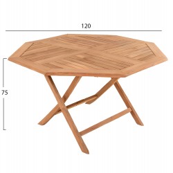 ΤΡΑΠΕΖΙ ΠΟΛΥΓΩΝΟ ΠΤΥΣΣΟΜΕΝΟ KARLIN HM6618 ΞΥΛΟ TEAK ΣΕ ΦΥΣΙΚΟ ΧΡΩΜΑ 120x120x75Yεκ.