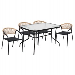 ΣΕΤ ΤΡΑΠΕΖΑΡΙΑΣ 5ΤΜΧ ADAM HM10727.03 ΚΑΡΕΚΛΕΣ ΜΕΤΑΛΛΙΚΕΣ & ΤΡΑΠΕΖΙ 120x70εκ ΜΑΥΡΟ