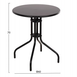 ΣΕΤ ΤΡΑΠΕΖΑΡΙΑΣ 3ΤΜΧ LINO HM10728.03-- 2 ΜΕΤΑΛ. ΚΑΡΕΚΛΕΣ--ΣΤΡΟΓΓΥΛΟ ΤΡΑΠΕΖΙ Φ60εκ ΜΑΥΡΟ