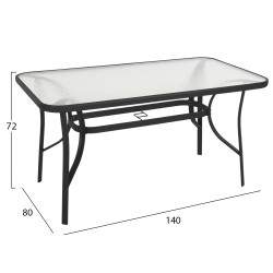 ΤΡΑΠΕΖΙ BRUNO HM5106.03 ΜΑΥΡΟ ΜΕΤΑΛΛΙΚΟ ΜΕ ΓΥΑΛΙΝΗ ΕΠΙΦΑΝΕΙΑ 140Χ80Χ72Υεκ