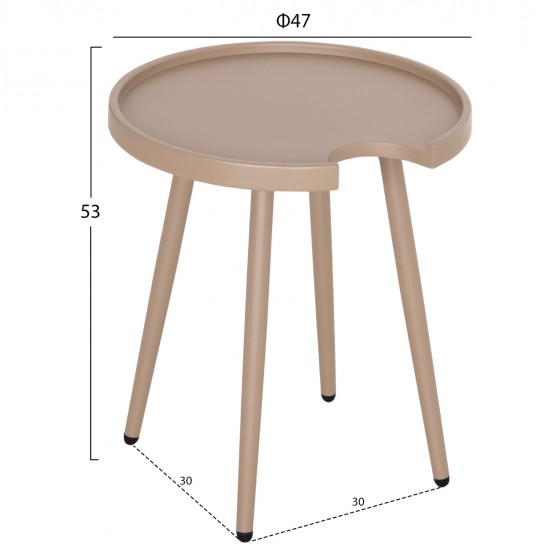 ΤΡΑΠΕΖΙ ΒΟΗΘΗΤΙΚΟ ΣΤΡΟΓΓΥΛΟ ΕΞ.ΧΩΡΟΥ TEROC HM6433.03 ΑΛΟΥΜΙΝΙΟ ΚΑΠΟΥΤΣΙΝΟ Φ47x53Υεκ