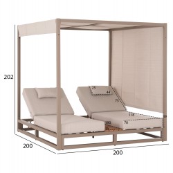 ΔΙΠΛΗ ΞΑΠΛΩΣΤΡΑ ΑΛΟΥΜΙΝΙΟΥ ΠΑΡΑΛΙΑΣ ΜΕ ΣΚΙΑΣΤΡΟ GALLANT HM6097.04 ΚΑΠΟΥΤΣΙΝΟ 2x2x2μ