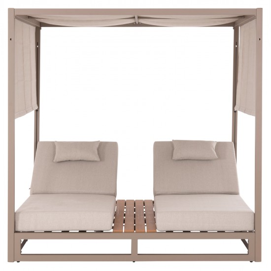 ΔΙΠΛΗ ΞΑΠΛΩΣΤΡΑ ΑΛΟΥΜΙΝΙΟΥ ΠΑΡΑΛΙΑΣ ΜΕ ΣΚΙΑΣΤΡΟ GALLANT HM6097.04 ΚΑΠΟΥΤΣΙΝΟ 2x2x2μ