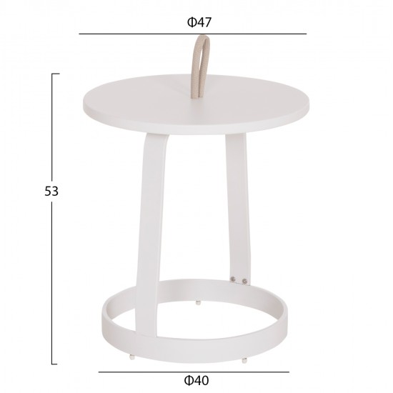 ΤΡΑΠΕΖΙ ΒΟΗΘΗΤΙΚΟ ΕΞ.ΧΩΡΟΥ MINO HM6432.02 ΑΛΟΥΜΙΝΙΟ ΛΕΥΚΟ & ΣΧΟΙΝΙ ΜΠΕΖ Φ47x53Υεκ