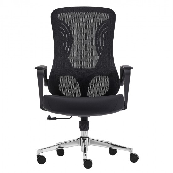 ΚΑΡΕΚΛΑ ΓΡΑΦΕΙΟΥ DECIFER HM1212.01 ΜΑΥΡO MESH-ΒΑΣΗ ΧΡΩΜΙΟΥ 61x60x110Υεκ.