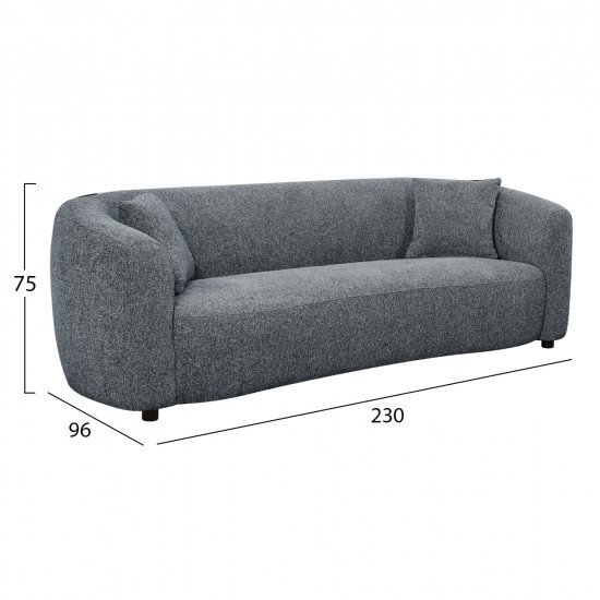 ΚΑΝΑΠΕΣ 3-ΘΕΣΙΟΣ NORD HM3321.01 ΓΚΡΙ ΥΦΑΣΜΑ 230x96x75Υεκ.