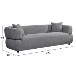 ΚΑΝΑΠΕΣ 3-ΘΕΣΙΟΣ ARCTIS HM3327.01 ΓΚΡΙ ΥΦΑΣΜΑ 229x88x88Υεκ.