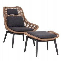 ΠΟΛΥΘΡΟΝΑ LOUNGE ΜΕ ΥΠΟΠΟΔΙΟ REMVAZZO HM6561.01 ΑΛΟΥΜΙΝΙΟ ΓΚΡΙ--WICKER 90x85x96Υεκ