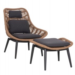 ΠΟΛΥΘΡΟΝΑ LOUNGE ΜΕ ΥΠΟΠΟΔΙΟ REMVAZZO HM6561.01 ΑΛΟΥΜΙΝΙΟ ΓΚΡΙ--WICKER 90x85x96Υεκ