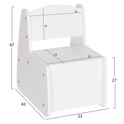 ΠΑΙΔΙΚΟ ΚΑΡΕΚΛΑΚΙ ΜΕ ΑΠΟΘ.ΧΩΡΟ RICKI HM18343.03 ΚΟΝΤΡΑΠΛΑΚΕ/MDF ΛΕΥΚΟ 33x43x47Υεκ