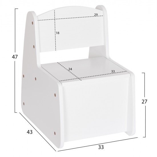 ΠΑΙΔΙΚΟ ΚΑΡΕΚΛΑΚΙ ΜΕ ΑΠΟΘ.ΧΩΡΟ RICKI HM18343.03 ΚΟΝΤΡΑΠΛΑΚΕ/MDF ΛΕΥΚΟ 33x43x47Υεκ