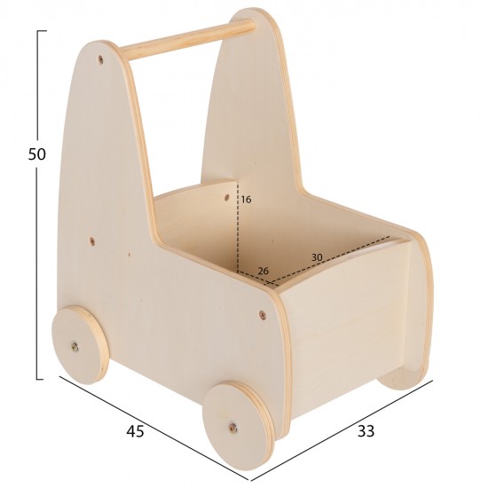 ΠΑΙΔΙΚΟ ΤΡΟΛΕΥ/ΚΑΡΟΤΣΑΚΙ RICKI HM18341.01 MDF & ΚΟΝΤΡΑΠΛΑΚΕ ΦΥΣΙΚΟ 33x45x50Υεκ