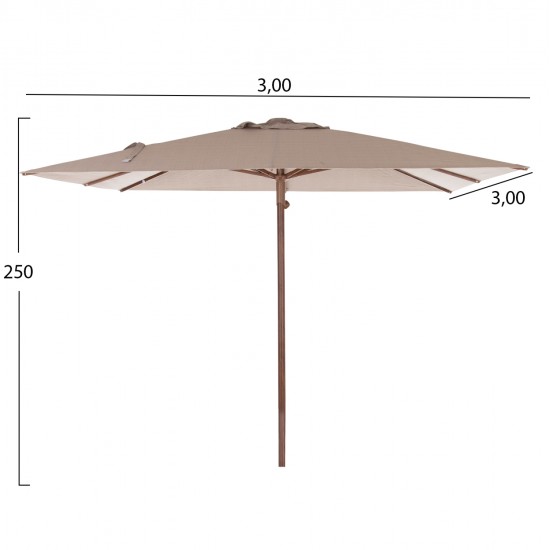 ΟΜΠΡΕΛΑ ΕΠΑΓΓΕΛΜΑΤΙΚΗ GLADELL 3X3m HM6604.02 ΜΠΕΖ ΠΑΝΙ-HEAT TRANSFER ΑΛΟΥΜΙΝΙΟ