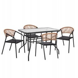 ΣΕΤ ΤΡΑΠΕΖΑΡΙΑΣ 5ΤΜΧ ADAM HM10727.03 ΚΑΡΕΚΛΕΣ ΜΕΤΑΛΛΙΚΕΣ & ΤΡΑΠΕΖΙ 110x60εκ ΜΑΥΡΟ