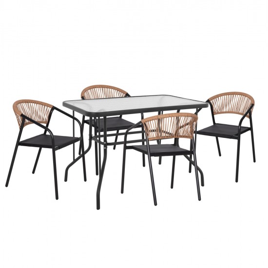 ΣΕΤ ΤΡΑΠΕΖΑΡΙΑΣ 5ΤΜΧ ADAM HM10727.03 ΚΑΡΕΚΛΕΣ ΜΕΤΑΛΛΙΚΕΣ & ΤΡΑΠΕΖΙ 110x60εκ ΜΑΥΡΟ
