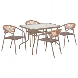ΣΕΤ ΤΡΑΠΕΖΑΡΙΑΣ 5ΤΜΧ ADAM HM10727.04 ΚΑΡΕΚΛΕΣ ΜΕΤΑΛΛΙΚΕΣ & ΤΡΑΠΕΖΙ 110x60εκ ΣΑΜΠΑΝΙ