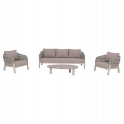 ΣΕΤ ΣΑΛΟΝΙ 4ΤΜΧ MAHAL HM6424.02 ΚΡΕΜ ΑΛΟΥΜΙΝΙΟ--ΜΠΕΖ OLEFIN & ΣΧΟΙΝΙ STRAP