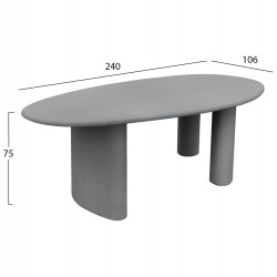 ΤΡΑΠΕΖΙ ΤΡΑΠΕΖΑΡΙΑΣ ΟΒΑΛ VOLPE HM6599.01 ΓΚΡΙ FIBER CEMENT 240x100x75Υεκ