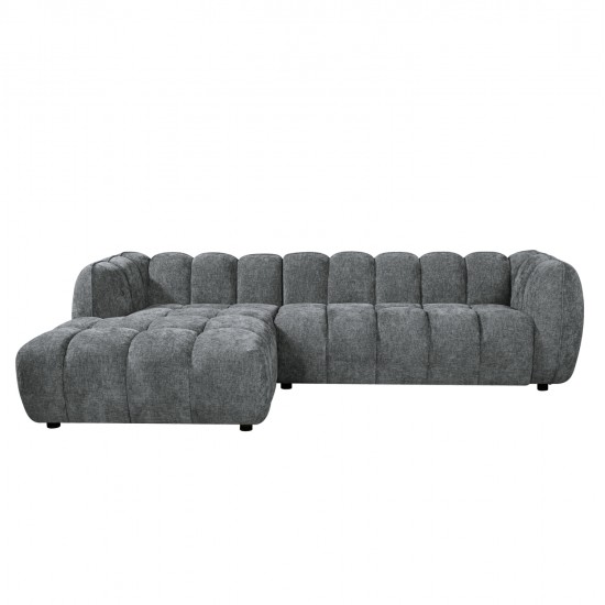ΚΑΝΑΠΕΣ ΓΩΝΙΑ (ΑΡΙΣΤΕΡΗ) LYKKE HM3326.01L ΓΚΡΙ ΥΦΑΣΜΑ 280x89-165(η γωνία)x70Υ εκ.