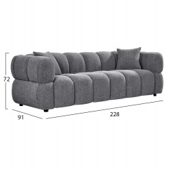 ΚΑΝΑΠΕΣ 3-ΘΕΣΙΟΣ NORIKA HM3331.01 ΓΚΡΙ ΥΦΑΣΜΑ 220x88x85Υεκ.