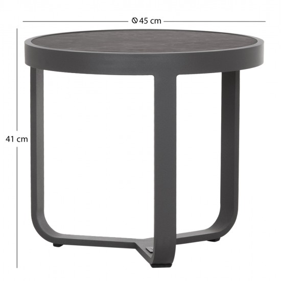 ΤΡΑΠΕΖΑΚΙ ΑΛΟΥΜΙΝΙΟΥ DEVIOUS SM6440.01 ΑΝΘΡΑΚΙ--ΓΚΡΙ SINTERED STONE TOP Φ45x41Υεκ.